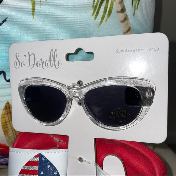 So' Dorable NWT! Girls American Flag Sandals And Sunglasses Set Size 3 - Picture 3 of 9